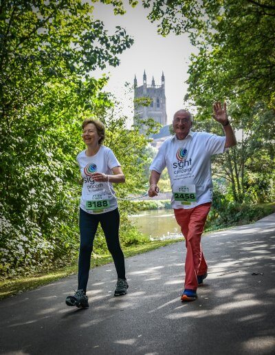 a photo of shirely and paul representing sight concern at the worcester run 2019